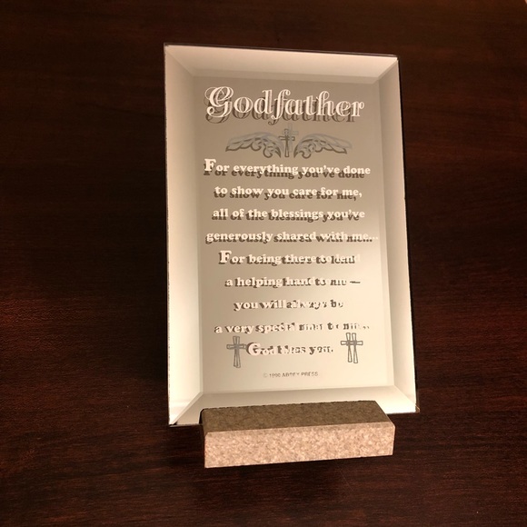 Godfather Gift: Mirrored Poem Plaque with Stand - Picture 1 of 3